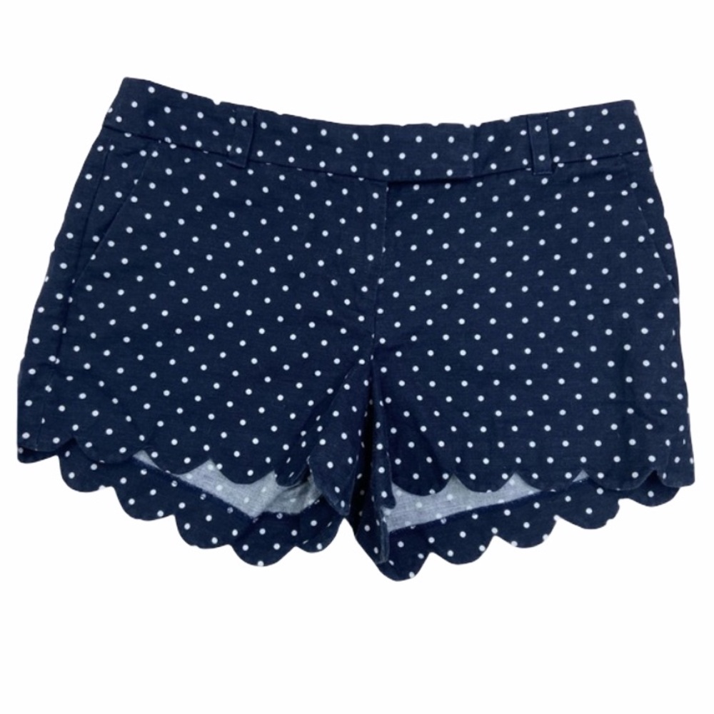 J. Crew Factory Navy Polka Dot Scalloped Shorts